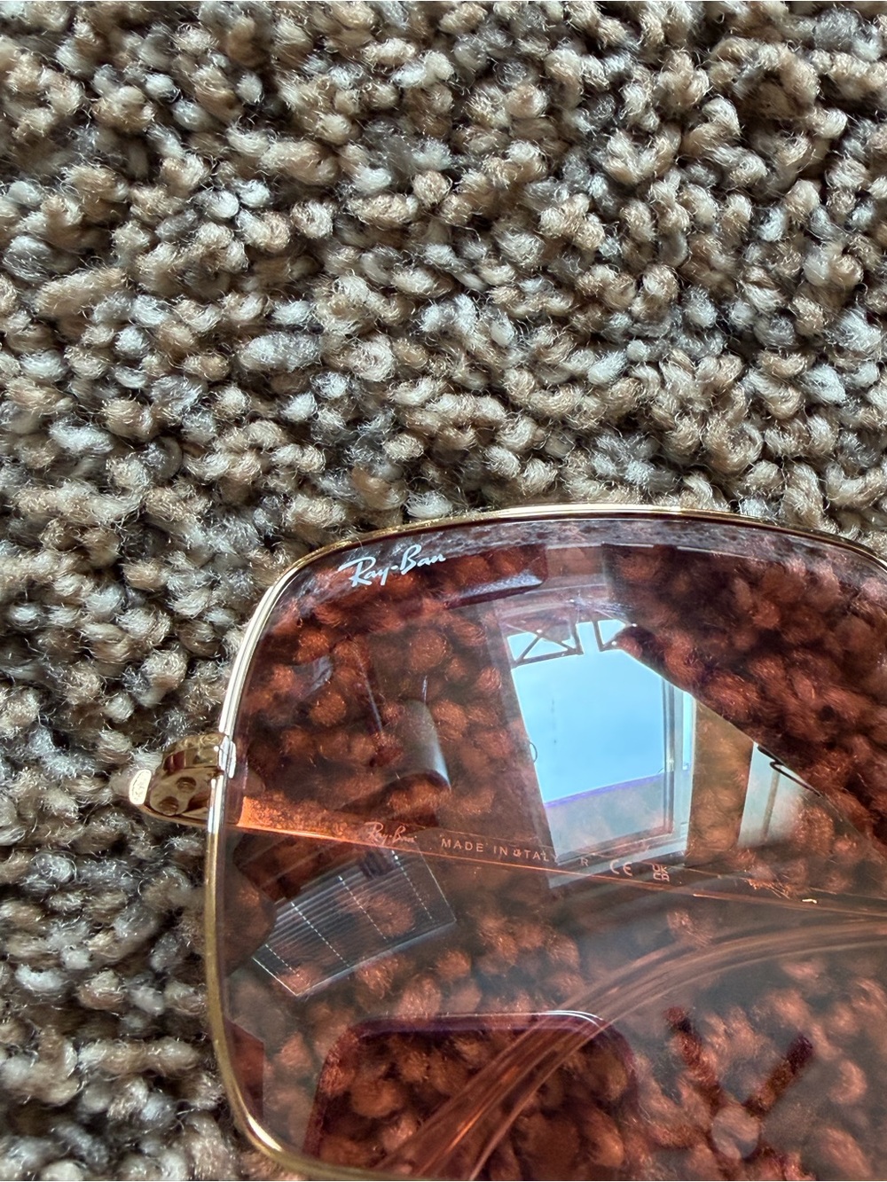 RAY-BAN 1971 Square Pink Lens Gold Frame - Picture 7 of 9